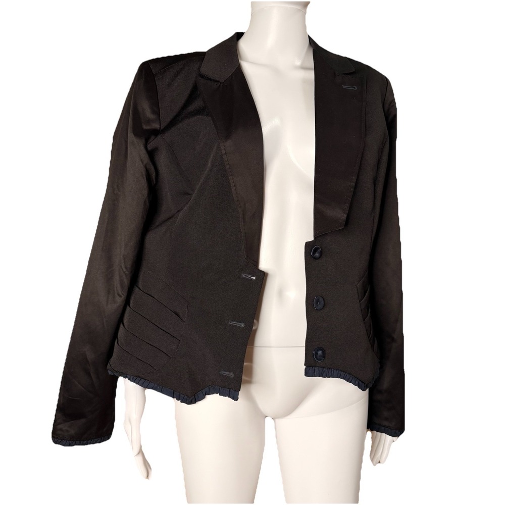 ZAC POSEN for‎ target fitted cropped blazer Jacket in black with blue accents XL